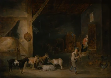 Lade med geder og en dreng, der spiller blokfløjte, ca. 1640-45