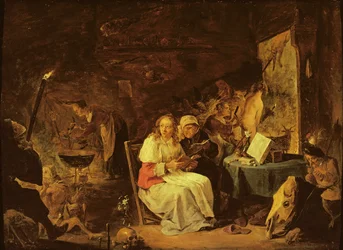 Incantation Scene (olie på kobber monteret på masonit)