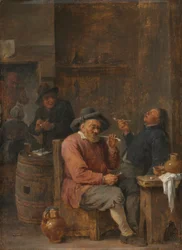 Bønder, der ryger på en kro, ca. 1640 (olie på træ)