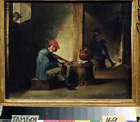 En musiker (En musiker). Maleri af David Teniers den yngre (1610-1690). Olie på træ, 26,3 x 37,8 cm. flamsk kunst, barokstil. Regionalt kunstgalleri, Tambov (Rusland).