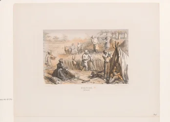 Høst på markerne, 1200-tallet landsbyboere. (1200-tallet) (titel på objekt)