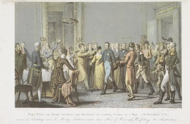 Prins af Orange hjemme hos greven af ​​Limburg Stirum, 1813 Prins William af Orange hjemme hos greven af ​​Limburg-Stirum i Haag. (30. november 1813) (titel på objekt)