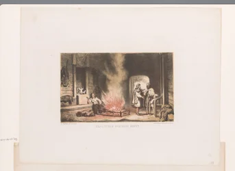 Interiør af en saksisk gård Hall of a Saxische Hoeve (titel på objekt)