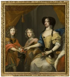 Anna Sofia, 1647-1717, prinsesse af Danmark, kurfyrstinde af Sachsen, hendes sønner Johann Georg 4., 1668-1697, kurfyrste af Sachsen, Friedrich August 1. / August 2. den Stærke, 1670-1733, kurfyrste af Sachsen, konge af Polen