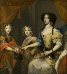 Anna Sofia, prinsesse af Danmark, kurfyrste af Sachsen, med sine sønner Johann Georg og Friedrich August, ca. 1680
