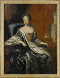 Portræt af Hedwig Eleonora de Holstein Gottorp (1636-1715), dronning af Sverige og Finland (Hedvig Eleonora af Holstein-Gottorp, dronning af Sverige) - Maleri af David von Krafft (1655-1724), olie på lærred (143x107 cm) - Privat samling