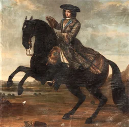 Portræt rytter af Charles XI de Sweden (1655-1697) (Portræt af Charles XI of Sweden) - Olie på lærred (250x255 cm) af David von Krafft (1655-1724)