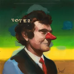 Marcel Broodthaers 19 (Votez), 2023 (olie på linned)