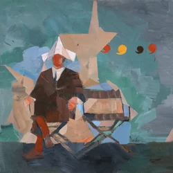 Marcel Broodthaers 25 (Four Commas), 2025 (olie på linned)