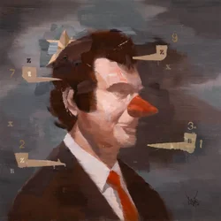 Marcel Broodthaers 26, 2025 (olie på linned)