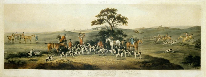 Rævejagt, plade 3, graveret af Thomas Sutherland (1785-1838) 1817 (farve litho)