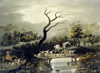 Nat, Rævejagt, graveret af J.H. Clarke og F. Jeakes