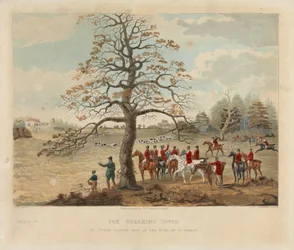 [Rævejagt] sæt på fire: (2) Fox Breaking Cover / At Upper Gatton Seat of the Duke of St. Alban