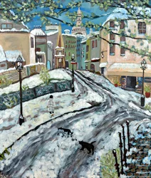Tidlig sne Montmartre, 2020, akryl på lærred