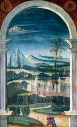 Perspektiv malet af Defendente Ferrari (1480 eller 1485-1540), på bagsiden af 1500-tallets kor, Saint Jerome Church, Biella, Italien