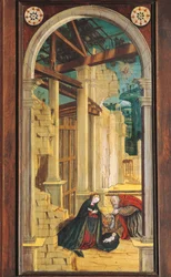 Perspektiv malet af Defendente Ferrari (1480 eller 1485-1540), på den bagerste del af det 16. århundredes kor, Church of Saint Jerome, Biella. Italien