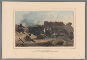 Geschut i Actie, 1832 Batteridel, etableret på Courtine, der slutter sig til bastionen af ​​Toledo til bastionen af ​​Fernando (titel på objekt) Tegninger lavet af naturen i hovedkvarteret for Citadel of Antwerpen af ​​RAFFET (Series titel på objekt)
