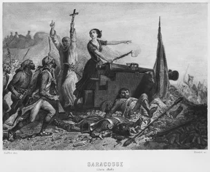 Belejringen af Zaragoza i juni 1808, indgraveret af Augustin Burdet (f.1798)