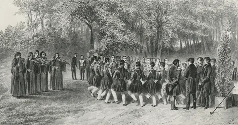 Wallachian Round, fremført af Tsiganes og danset af Andet Regiments musikere hjemme hos Prins Ghika, Ghospodar, Wallachia, 1839