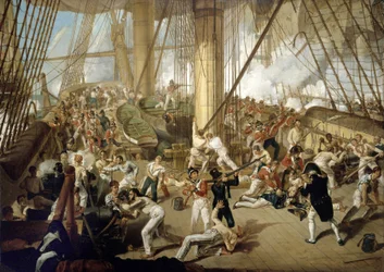 Horatio Nelsons (1758-1805) fald i slaget ved Trafalgar, 21. oktober.