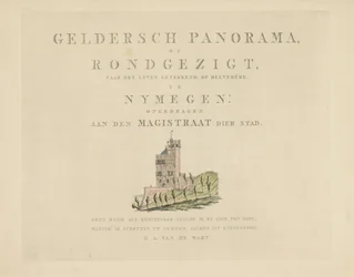 Belvédère i Nijmegen Seværdigheder omkring byen Nijmegen (serietitel) Geldersch panorama eller rund udsigt over livet tegnet på belvedere i Nymegen (serietitel på objekt)