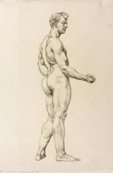 A Study of a Male Figure, ca. 1906-07 (sort kridt på papir)