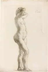 Studie af en kvindefigur, ca. 1906-07 (sort kridt på papir)