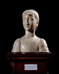 Ung mand. Skulptur af Desiderio da Settignano (ca. 1430-1464), 1450-1455. Mål: 40 x 34,5 cm. Firenze, Museo Nazionale del Bargello