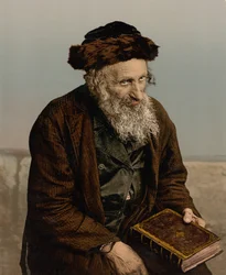 En israelit, Jerusalem, Hellig Land, ca. 1890-c. 1900 (fotokromtryk)
