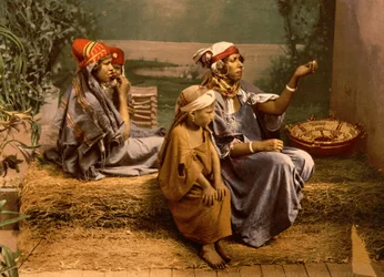 Beduin-tiggere og børn, Tunis, Tunesien