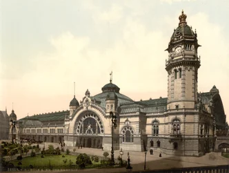Jernbanestation, Köln, Tyskland, ca. 1900
