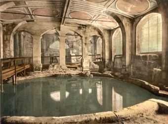 Roman Baths and Abbey, Circular Bath, Bath, ca. 1890-1900 (fotokromtryk)