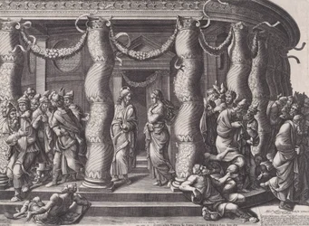 Kristus og kvinden taget i utroskab, 1575 genudgivet 1613.