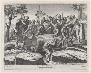 Mirror of Roman Magnificence: Marcus Atilius Regulus in a Barrel, slutningen af ​​det 16. århundrede