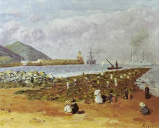 La escollera (Bryderen eller bølgebryderen). Maleri af Dario de Regoyos (1875-1913). Olie på lærred. Spansk impressionisme. Monistrol Museum of Montserrat i Barcelona.