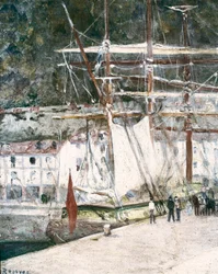 "" Udsigt over havnen i San Sebastian (San Sebastian, San Sebastian) i Spanien "" Maleri af Dario de Regoyos (1875-1913) San Sebastian. San Telmo kommunale museum