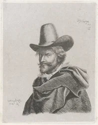 Portræt af Peter Paul Rubens med kappe og høj hat