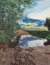Charco cerca de la Balzada de Bejar, 2025 (akryl og blyant på lærred)