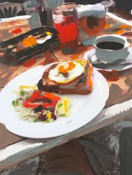 Desayuno intervenido, 2018 (maleri på fotografi)