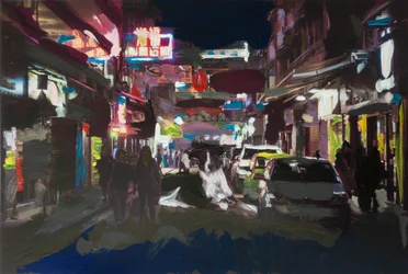 Roma fuera de escala en Hong Kong 2, 2018 (akrylmaling på trykt foto)