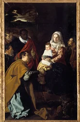 Tilbedelse af de vise mænd. Maleri af Diego Rodriguez de Silva y Velasquez (1599-1660)