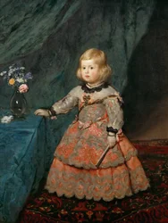 Barok: Portræt af Infanta Margaret Theresa (1651-1673) i en lyserød kjole af Velazquez, Diego (1599-1660), ca. 1653. Olie på lærred