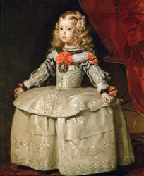 Barok: portræt af infanta Margrete Therese (1651-1673) i hvid kjole, ca. 1656