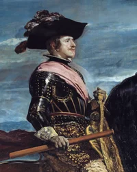 Rytterportræt af kong Filip IV (1605-1665) Detalje. Maleri af Diego Rodriguez de Silva y Velasquez (1599-1660)