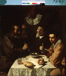 Måltidet (frokost). Maleri af Diego Velasquez (1599-1660). Olie på lærred