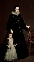 Portræt af Doña Antonia de Ipeñarrieta med sin søn, ca. 1631 (olie på lærred)