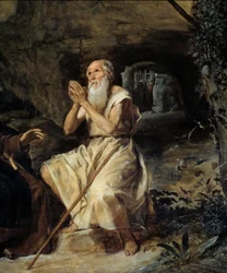 Saint Anthony og Saint Paul Eremit Detalje, der repræsenterer Saint Paul af Theben. Maleri af Diego Rodriguez de Silva y Velasquez (1599-1660), ca. 1635. Olie på lærred. Mål: 2,57 x 1,88 m. Madrid, Musee Du Prado