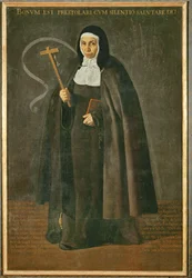 Den ærværdige moder Jeronima de la Fuente, nonne i klosteret Santa Isabel de los reyes ... (maleri på lærred)