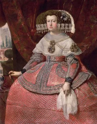 Dronning Maria Anna af Spanien i rød kjole, 1655-60