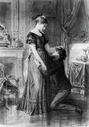 Illustration til Confession of Child of Century, roman af Alfred de Musset (1810-1857), gravering efter tegning af Diogene Ulyssee Napoleon Maillart (1840-1926)